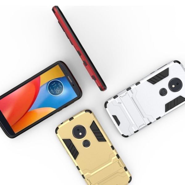 Motorola Moto E5 / G6 Play mobilskal hårdplast och TPU material skyddande utfällbart ben - Silver Silvergrå
