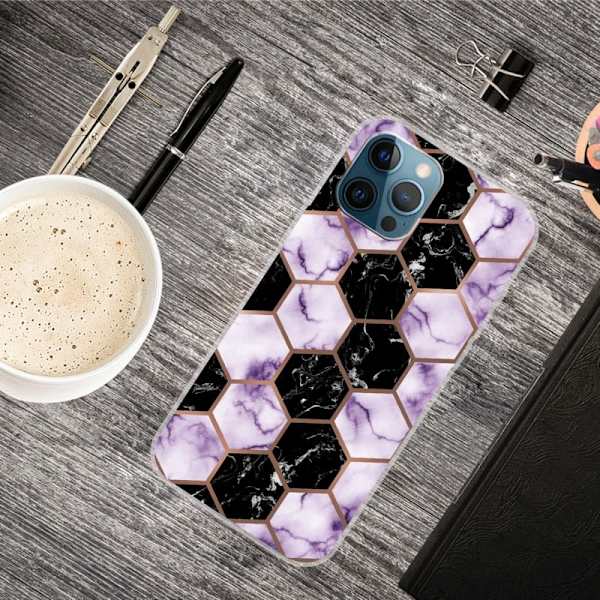 Marble iPhone 15 Plus Etui - Bikage Marmor i Lilla Purple