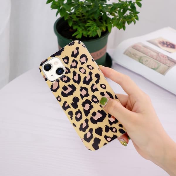 Marble iPhone 15 Plus Suojakotelo - Electroplated Leopard Print Brown