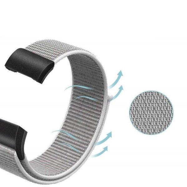 Fitbit Charge 3 klockarmband med kardborrestängning i nylon - Silver Silvergrå