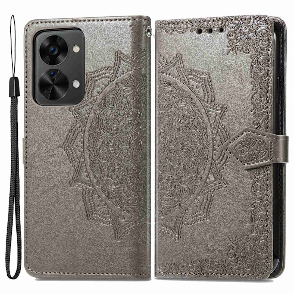 Mandala läder OnePlus Nord 2T fodral - Silver/Grå Silvergrå