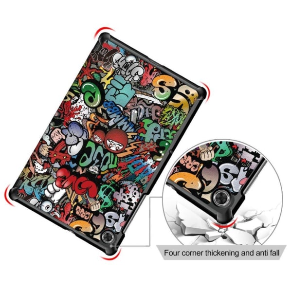 Lenovo Tab M10 FHD Plus tri-fold pattern leather case - Cartoon Multicolor