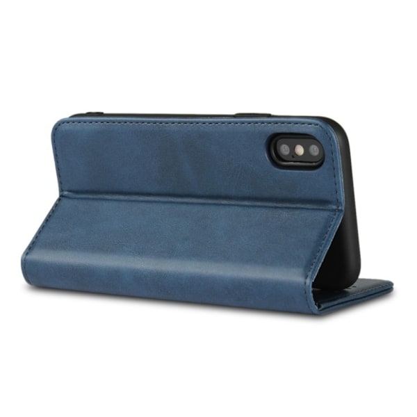 iPhone XS auto-absorberende flip etui i læder - Blå Blue