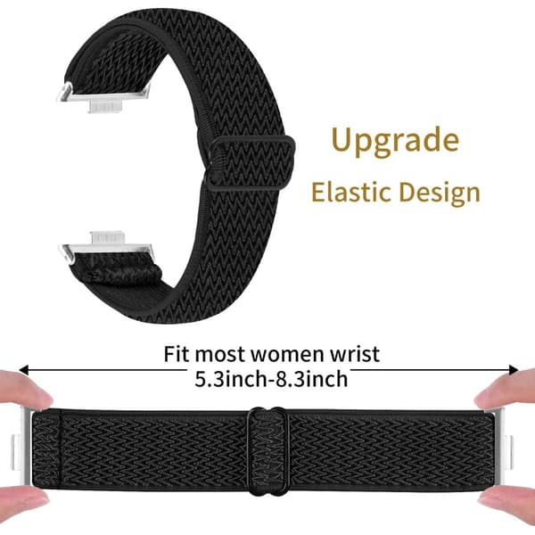 Huawei Watch Fit 3 Justerbart nylonklokkebånd Wave Design Elastisk håndleddsrem - Svart Black