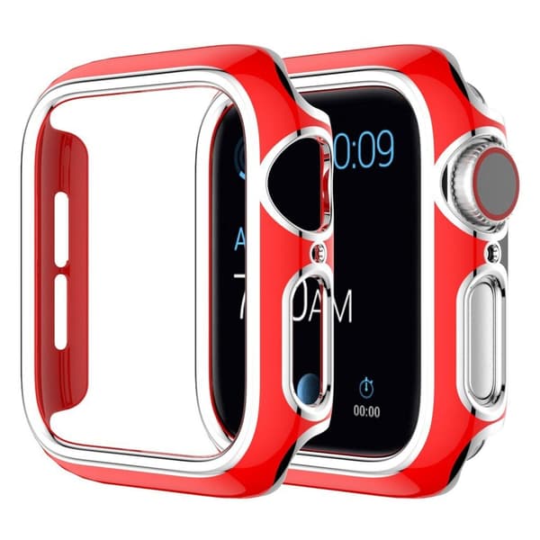 Skinnende farvepyntecover til Apple Watch Series 3/2/1 38mm - Rød / Sølv Red