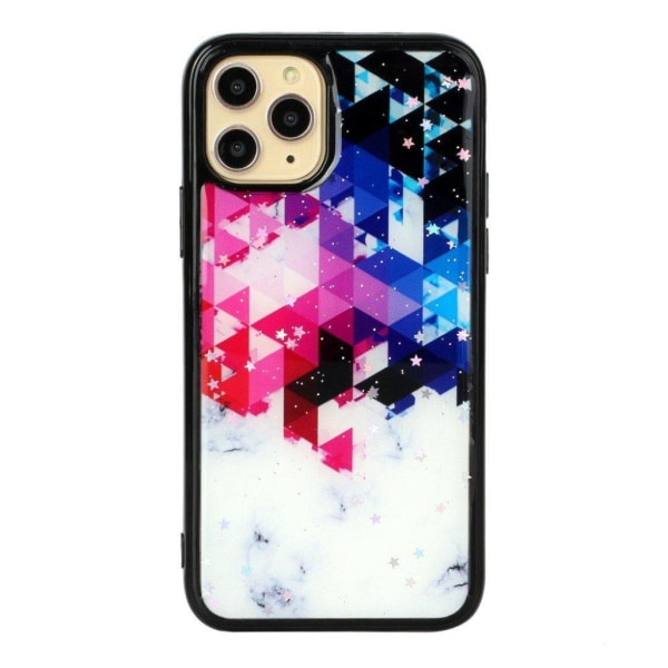 Marble design iPhone 11 Pro Max cover - Rødlige Blå Trekanter Og Stjerner Multicolor