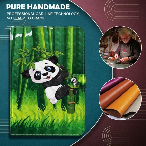 Lenovo Tab M10 kuvio nahkainen läppäkotelo - Panda Ja Bambu Green