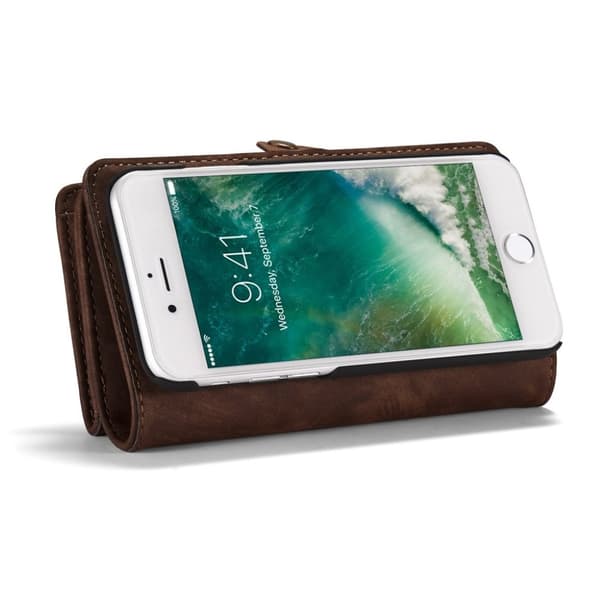 CaseMe iPhone 8 / iPhone 7 2-i-1 etui med pung - Brun Brown