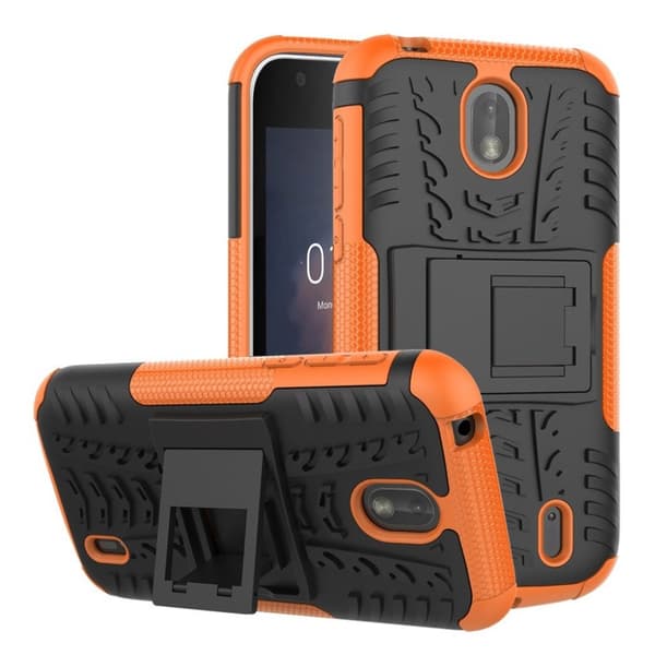 Nokia 1 antislipp kickstand hybrid-veske - Orange Orange