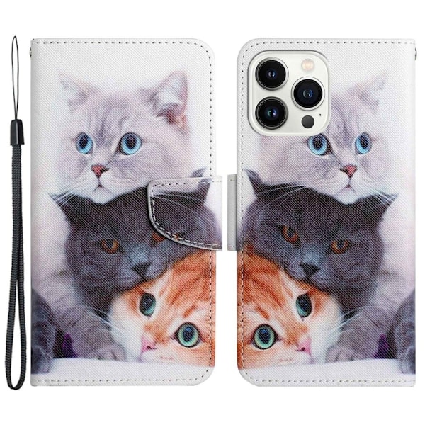 Wonderland iPhone 14 Pro Max Flippetui - Tre Katter Multicolor