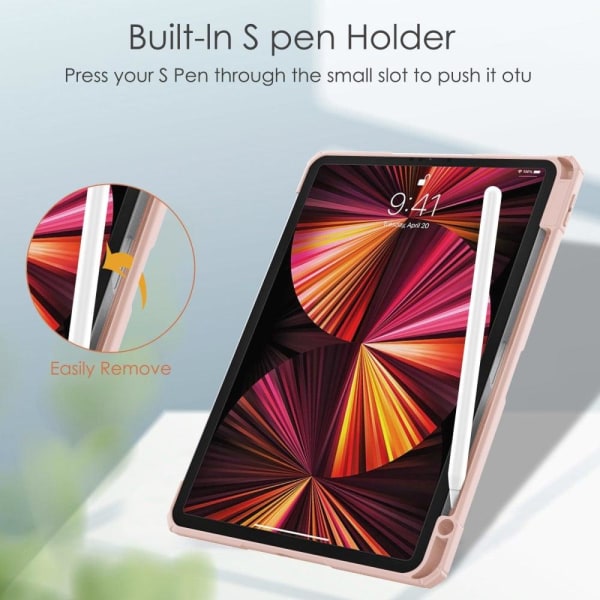 iPad Pro 11 (2021) transparent TPU + PU leather flip case - Pink Pink