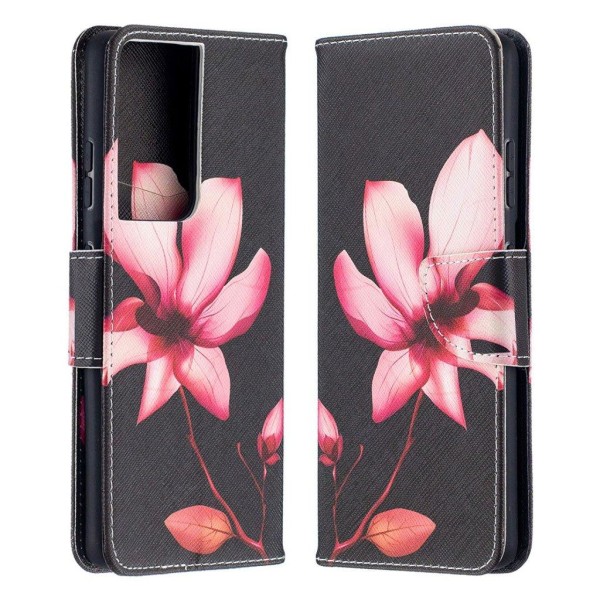 wonderland Samsung Galaxy S21 Ultra flip etui - blomster Pink