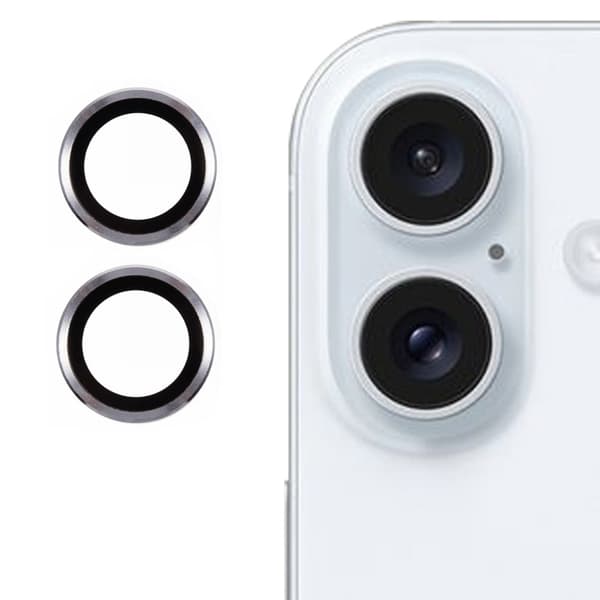 2-pack / Set iPhone 16 / 16 Plus kameralinsskydd reptålig linsfilm av Corning Gorilla Glass - Silver Silvergrå