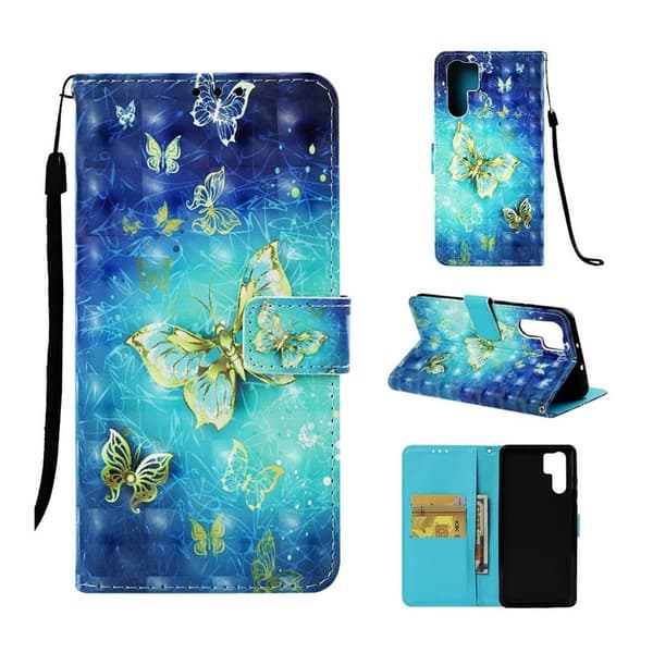 Butterfly läder Huawei P30 Pro fodral - Blå Blå
