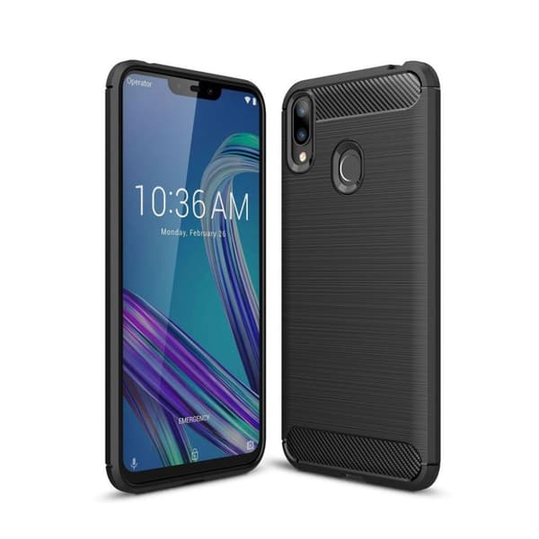 Asus ZenFone Max (M2) borstat skal med kolfibertextur - svart Svart