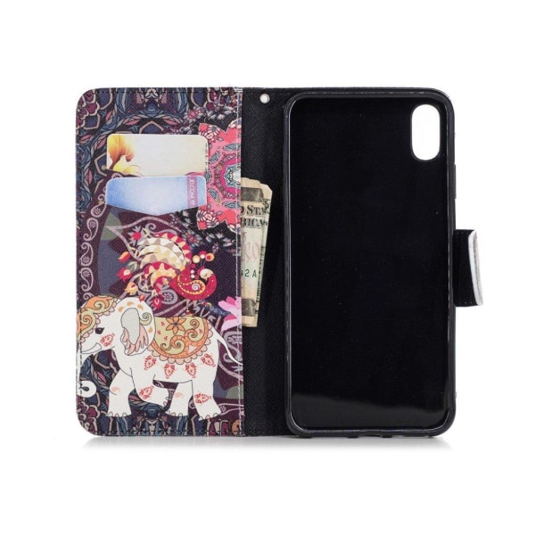 iPhone Xs Max Kuviollinen Lompakko Kotelosuoja Synteetti Nahasta - Kuviollinen Norsu Multicolor
