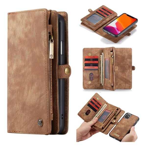 CaseMe iPhone 11 Zipper Wallet Etui - Brun Brown