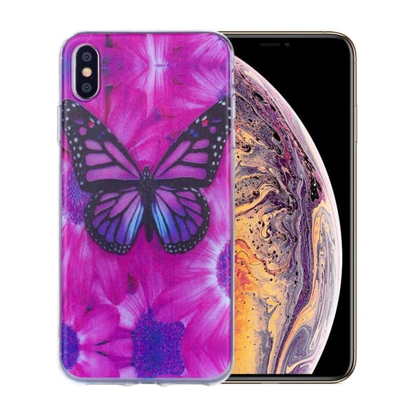iPhone Xs Max beskyttelses deksel av TPU med printet mønster - Sommerfugl Multicolor