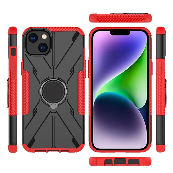 Kickstand-deksel med magnetisk ark for iPhone 14 Plus - Rød Red