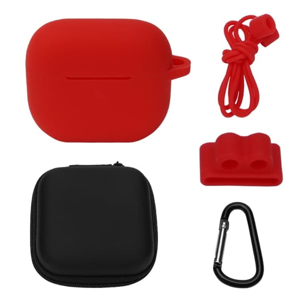 AirPods 3 silikonetui med oppbevaringspose og tilbehør - Rød Red