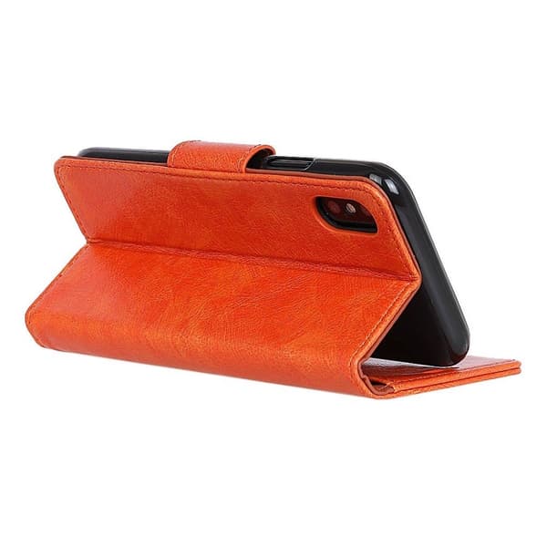 iPhone Xr etui i struktureret spaltlæder - Orange Orange