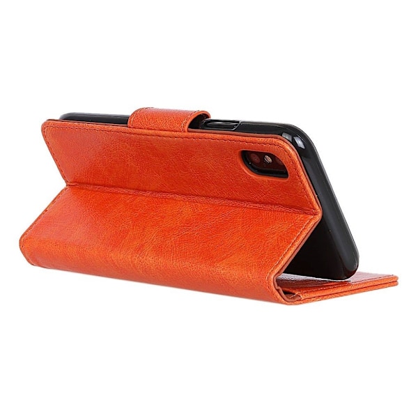 iPhone XR mobilfodral delad läder silikon stående plånbok - Orange Orange