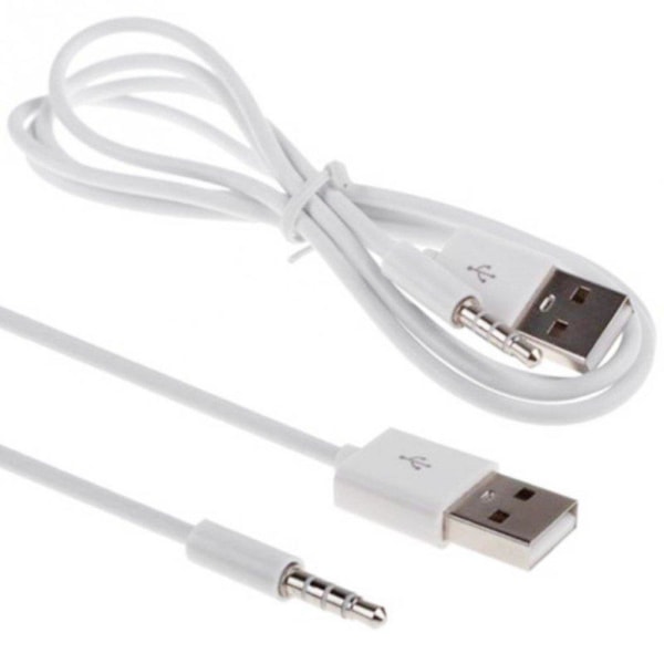 Universaali 1m anti-häiriöitä 3.5mm uros AUX audio jack USB 2.0 uros muunnin kaapeli White