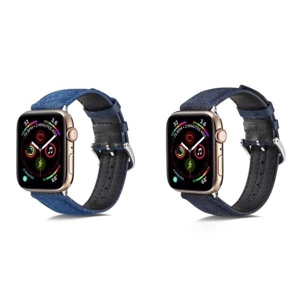 Apple Watch Series 5 40mm komfortabel jean tekstur Urrem - Mørkeblå Blue