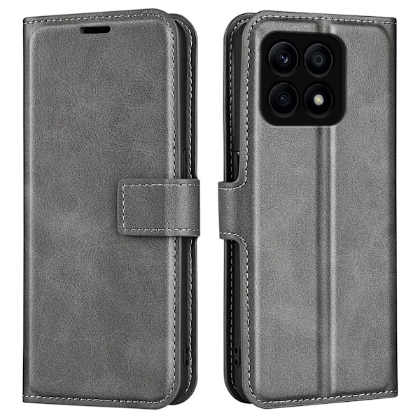 Lompakko Nahkakotelo For Honor X8a - Harmaa Silver grey