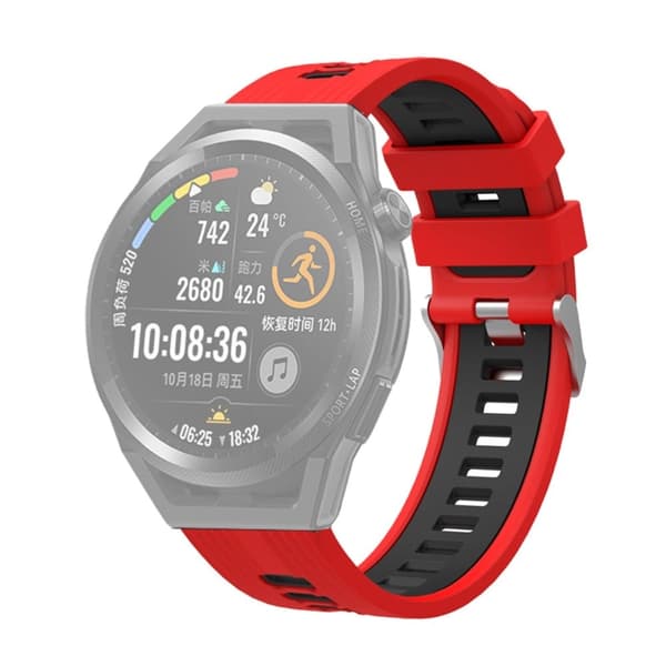 20 mm universel tofarvet silikone-urrem - Rød / Sort Red