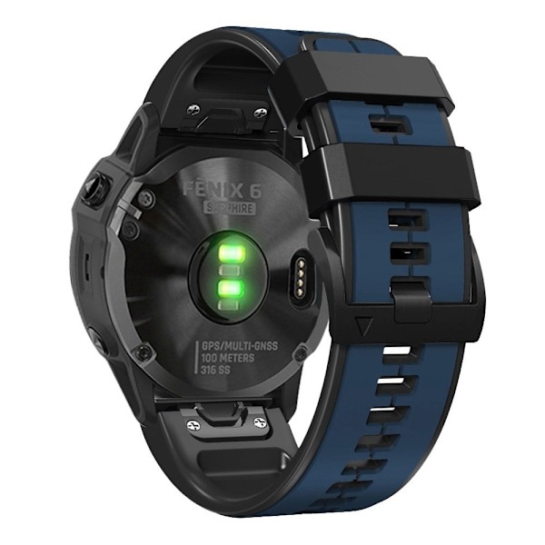 26 mm dobbeltfarvet silikoneurrem til Garmin-ur - Mørkeblå / Sort Blue