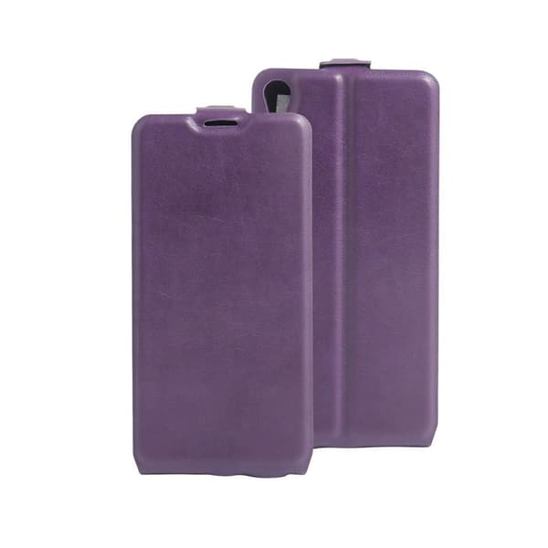 Amdrup vertikalt flippetui av lær for Sony Xperia E5 - Lilla Purple