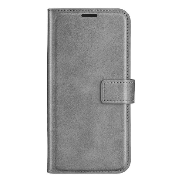 Hållbart konstläder Motorola Moto E22 fodral med plånbok - Silve Silvergrå