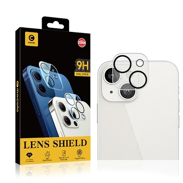MOCOLO iPhone 13 silketryk kameralinsebeskytter af hærdet glas - Transparent Transparent