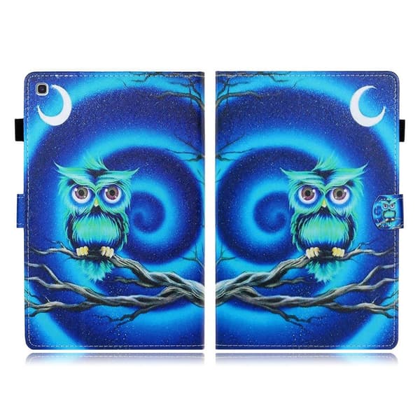 Samsung Galaxy Tab A7 10.4 (2020) Cool Mønster Lær Flippetui - Ugle i A Grein Blue
