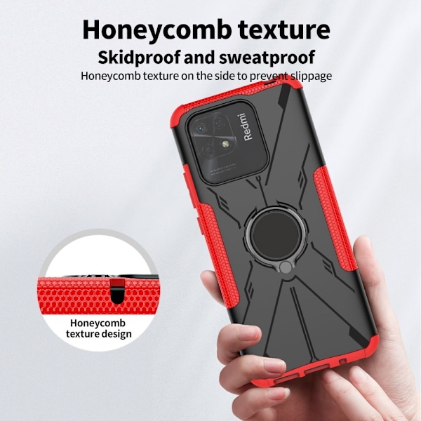 Kickstand-skydd med magnetiskt ark för Xiaomi Redmi 10 Power / Redmi 10C - Blå Blå