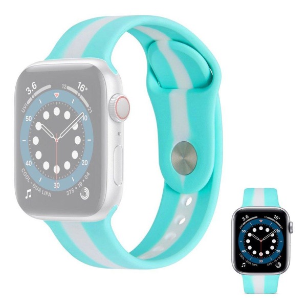 Apple Watch 42mm - 44mm color stripe silicone watch strap - Jade Green