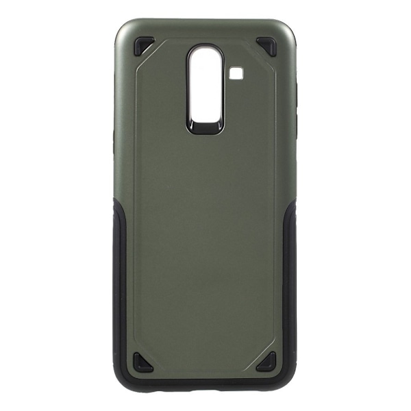 Samsung Galaxy J8 (2018) beskyttelsesetui i kombimaterialer med nupret ameringaoverfalde - Army Grøn Green