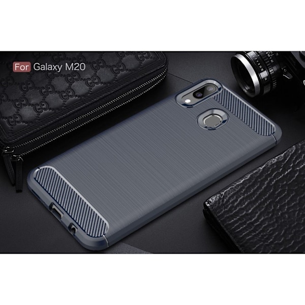 Carbon Flex Samsung Galaxy M20 cover - Mørkeblå Blue