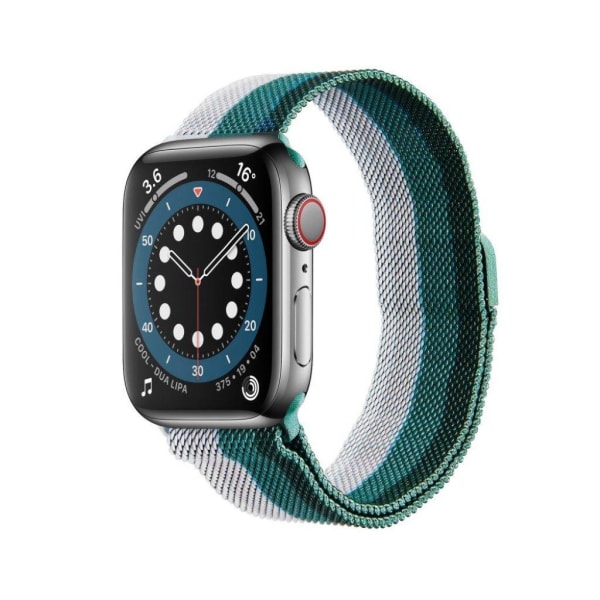 Apple Watch 40 mm klockarmband med regnbågslinje - Silver / Vit / Grön / Svart multifärg