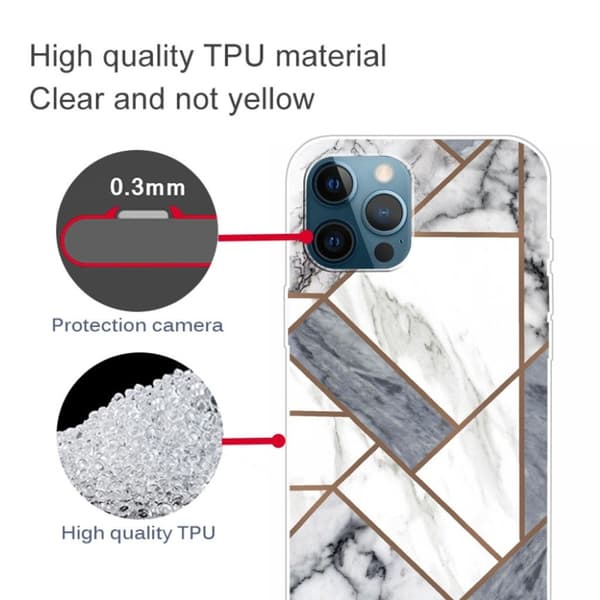 Marble iPhone 13 Pro Max Suojakotelo - Harmaa / Valkoinen Marble Tile Multicolor
