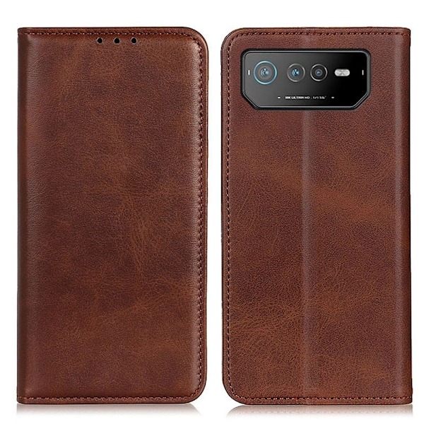 Flip Etui med Pung i Ægte Læder til ASUS Rog Phone 6 - Kaffe Brown