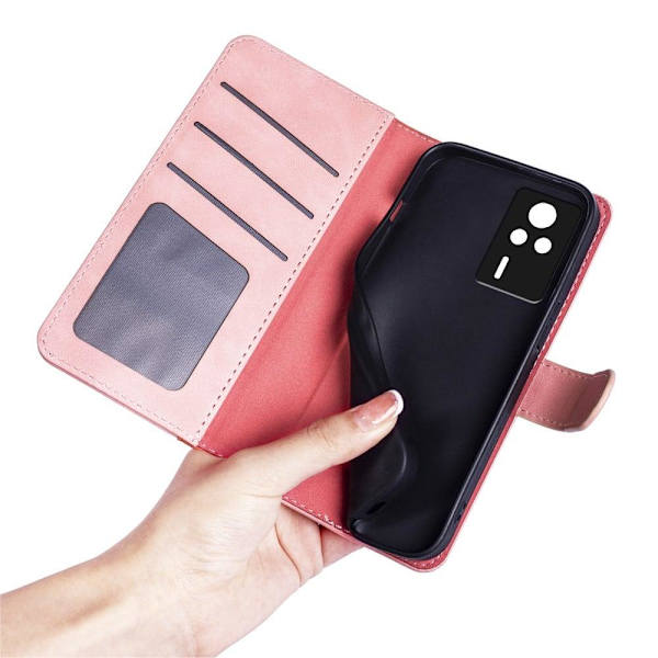 To-farvet Xiaomi Redmi K60E læderetui - Pink Pink