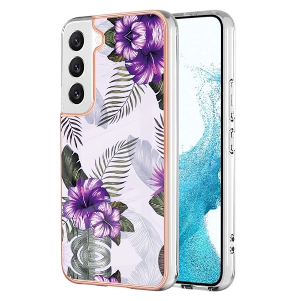 Marble Samsung Galaxy S23 Plus Etui - Lilla Blomster Purple