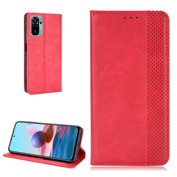 Bofink Vintage Xiaomi Redmi Note 10S Lær Etui - Rød Red