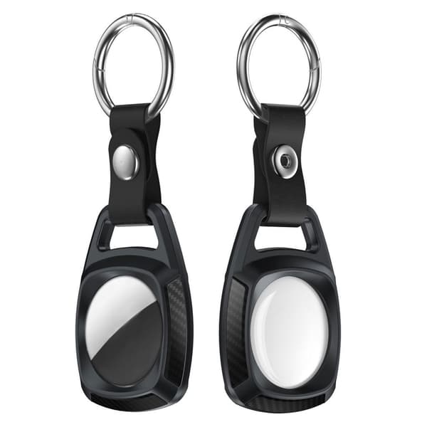 AirTags kulfiber TPU-cover med nøglering - Sort Black