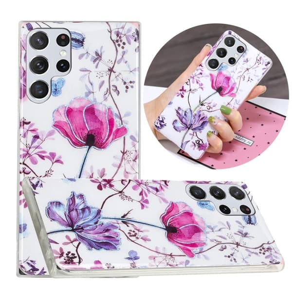Deco Samsung Galaxy S23 Ultra Etui - Electroplated Lotus Purple