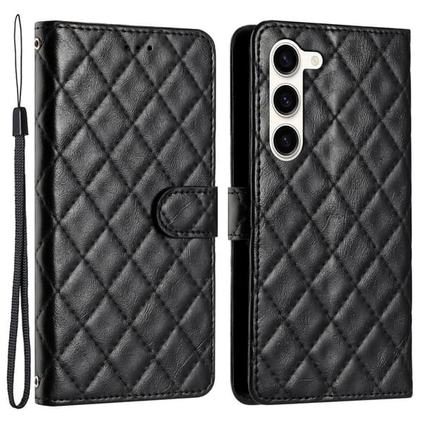 Toimiva rombinen lompakkokotelo Samsung Galaxy S23 - Musta Black
