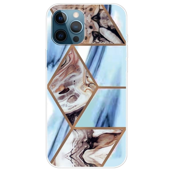 Marmormotiv iPhone 14 Pro skal - Himmelsblå Och Brun Marmor multifärg