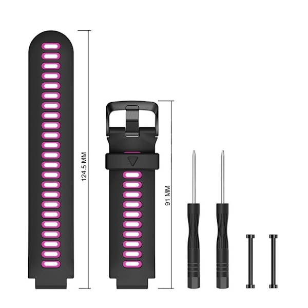 Garmin Forerunner 735XT / 220 / 230 / 235 / 620 / 630 hållbar silikon klockarmband - svart / Rose Svart